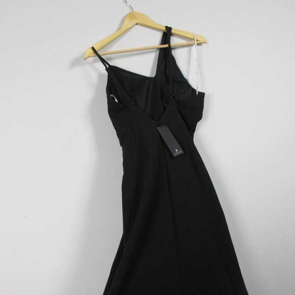 Lulus One Shoulder Mermaid Maxi Dress S Black Evening Gown Party Luxury Prom 616 - Picture 2 of 14